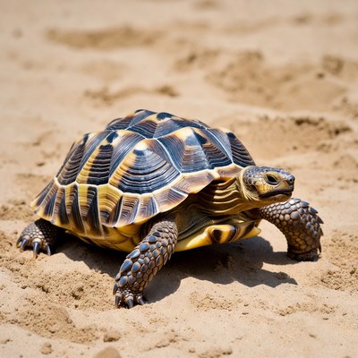 Radiated Tortoise on Sand