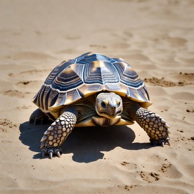 Radiated Tortoise on Sandy Beach