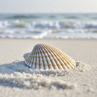 Seashell on sandy beach