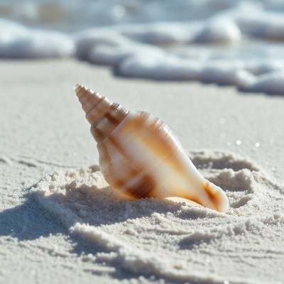 Seashell on sandy beach