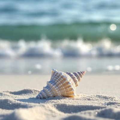 Conch shell on beach sand