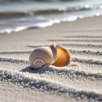 Seashell on sandy beach