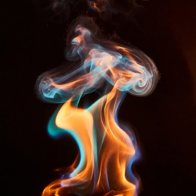 Colorful swirling smoke flames