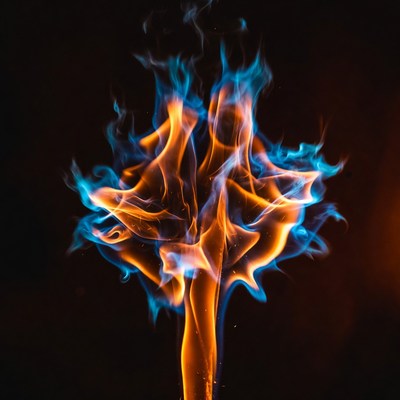 Blue and Orange Flame Cross