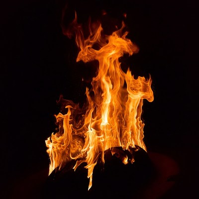 Burning Flames on Black Background