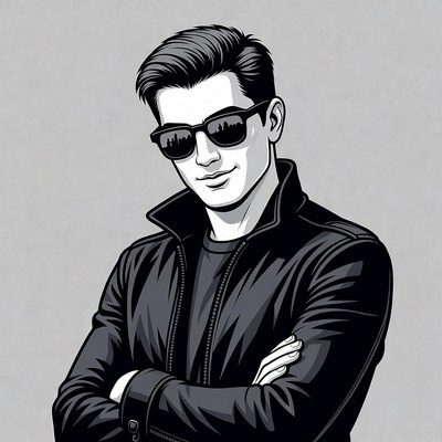 Man in sunglasses and leather jacket