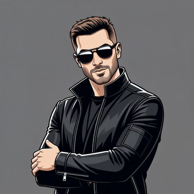 Man in sunglasses and leather jacket