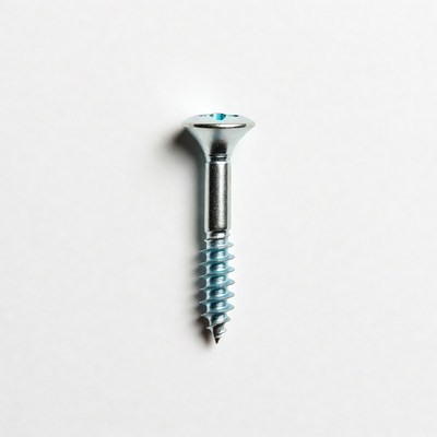 Silver wood screw on white background