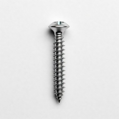 Silver Phillips Screw on White Background