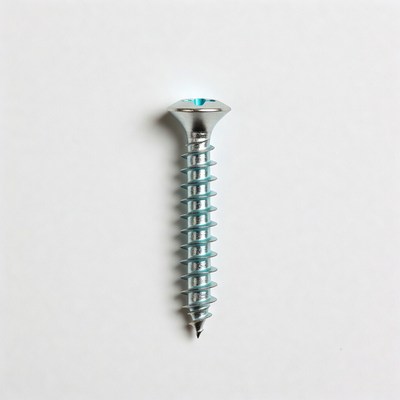 Silver Phillips Screw on White Background