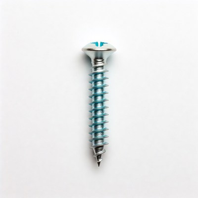 Silver Phillips Screw on White Background