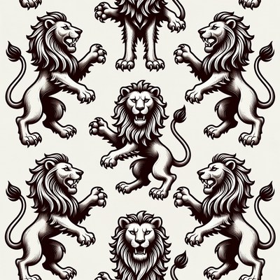 Lion illustrations roaring on white