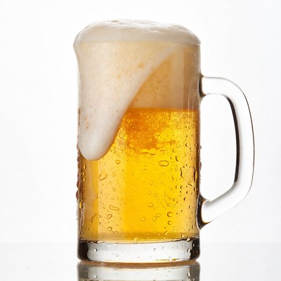Foamy Beer Mug on White Background