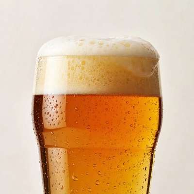 Pint of beer with foam