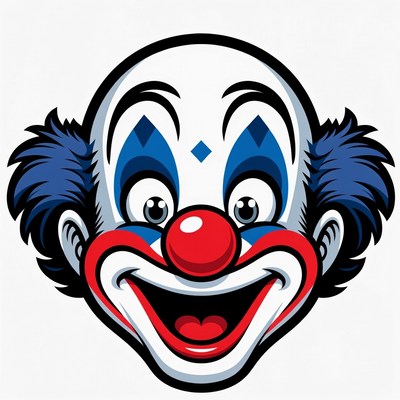 Cartoon Clown Smiling with Red Nose