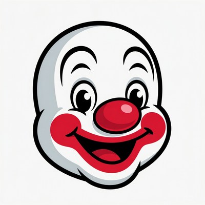 Smiling Cartoon Clown Face