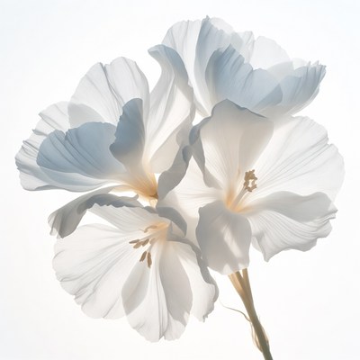 White Gladiolus Flowers on Stem