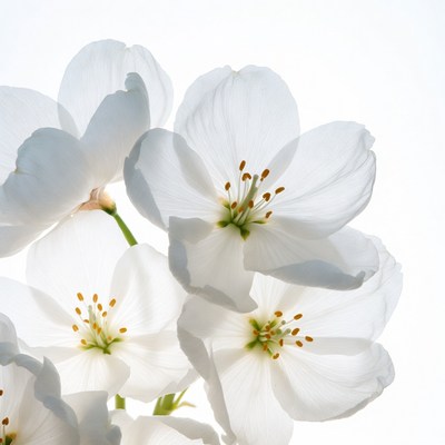 White Blossom Flowers on Isolated Background