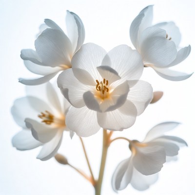 White Anemone Flowers on Stem