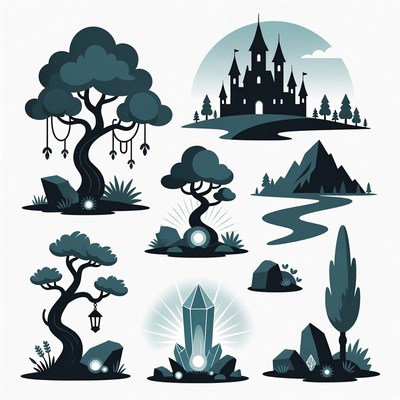 Fantasy Silhouette Landscape Elements