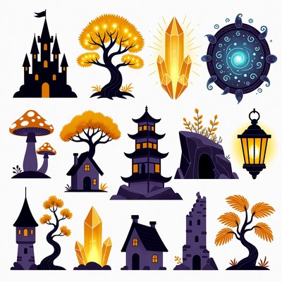 Halloween Gothic Buildings Clipart Set