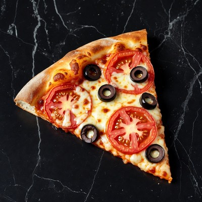 Pizza Slice with Tomatoes and Olives