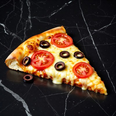 Pizza Slice with Tomatoes and Olives