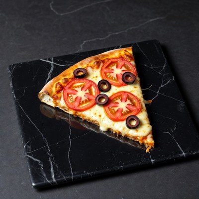 Pizza Slice with Tomatoes and Olives
