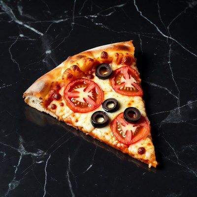 Pizza Slice with Tomatoes and Olives