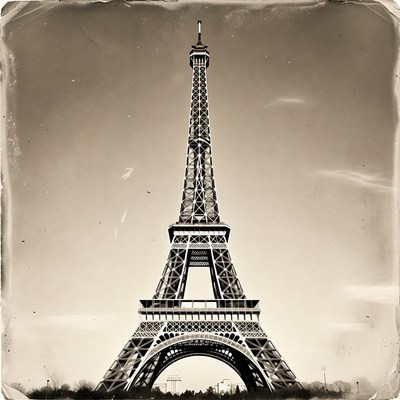 Vintage Eiffel Tower Sepia Photo