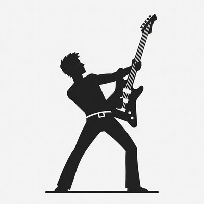 Man playing electric guitar silhouette