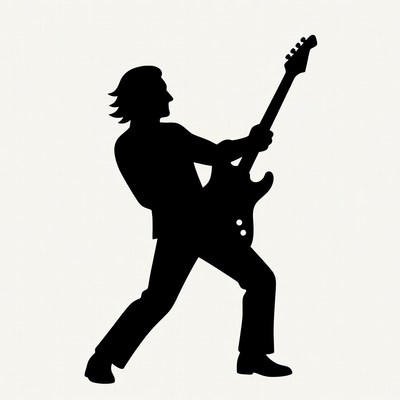 Man playing electric guitar silhouette