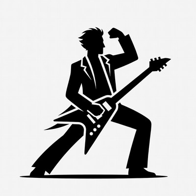 Silhouette man playing electric guitar