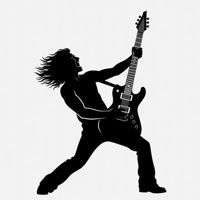 Man playing electric guitar silhouette
