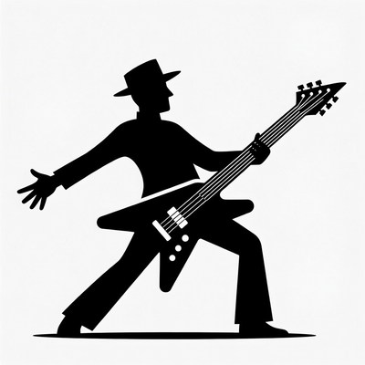 Silhouette man playing electric guitar