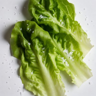 Fresh Lettuce Leaves with Salt