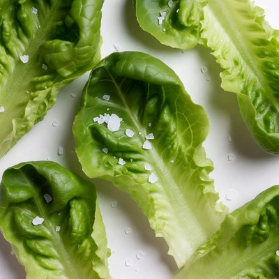 Fresh Lettuce Leaves with Sea Salt