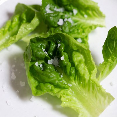 Fresh Lettuce Leaves with Sea Salt