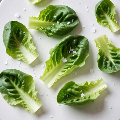 Fresh Lettuce Leaves with Salt