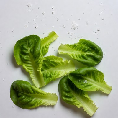 Fresh Lettuce Leaves with Salt