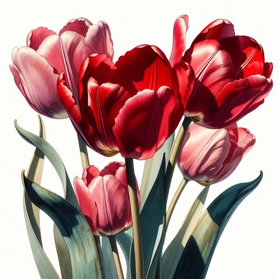 Red and Pink Tulips Bouquet