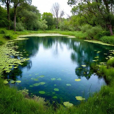 Turquoise Pond with Lily Pads