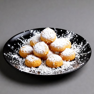 Coconut Cookies on Black Plate