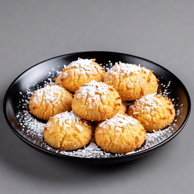 Coconut Cookies on Black Plate