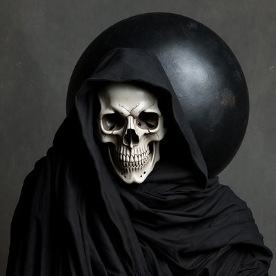 Skull in Black Hood with Dark Orb
