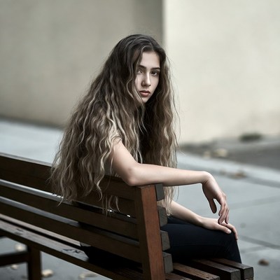 Woman sitting on park bench