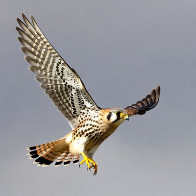 American Kestrel Flying with Wings Spread