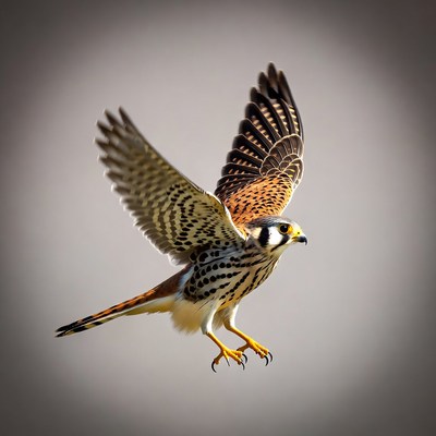 American Kestrel Flying with Wings Spread