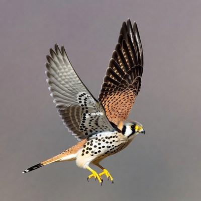 American Kestrel Flying with Wings Spread