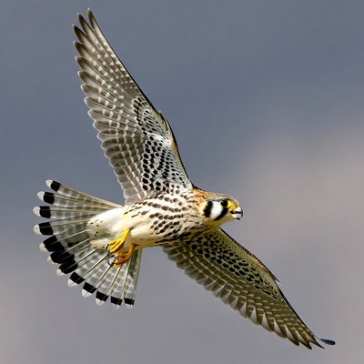 American Kestrel Flying with Wings Spread